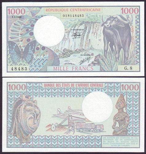 1980 Central African Republic 1,000 Francs (Unc) L000721